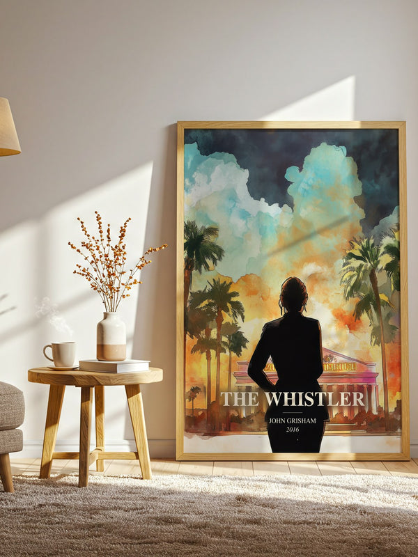 The Whistler watercolour print in frame leaning in hallway – thriller wall art