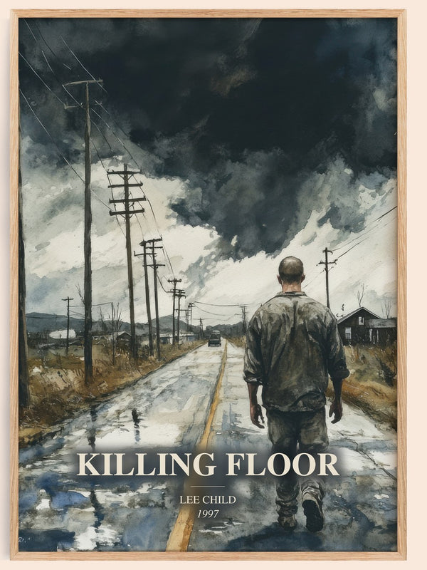 Killing Floor watercolour book poster by Lee Child – framed literary art print