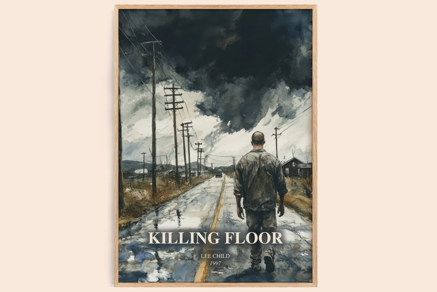 Killing Floor watercolour book poster by Lee Child – framed literary art print