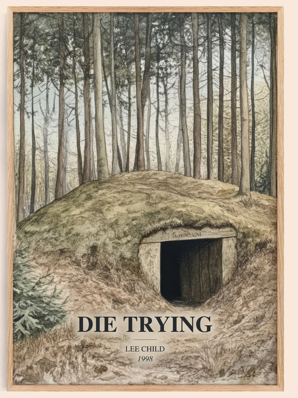 Die Trying watercolour book poster by Lee Child – framed literary art print