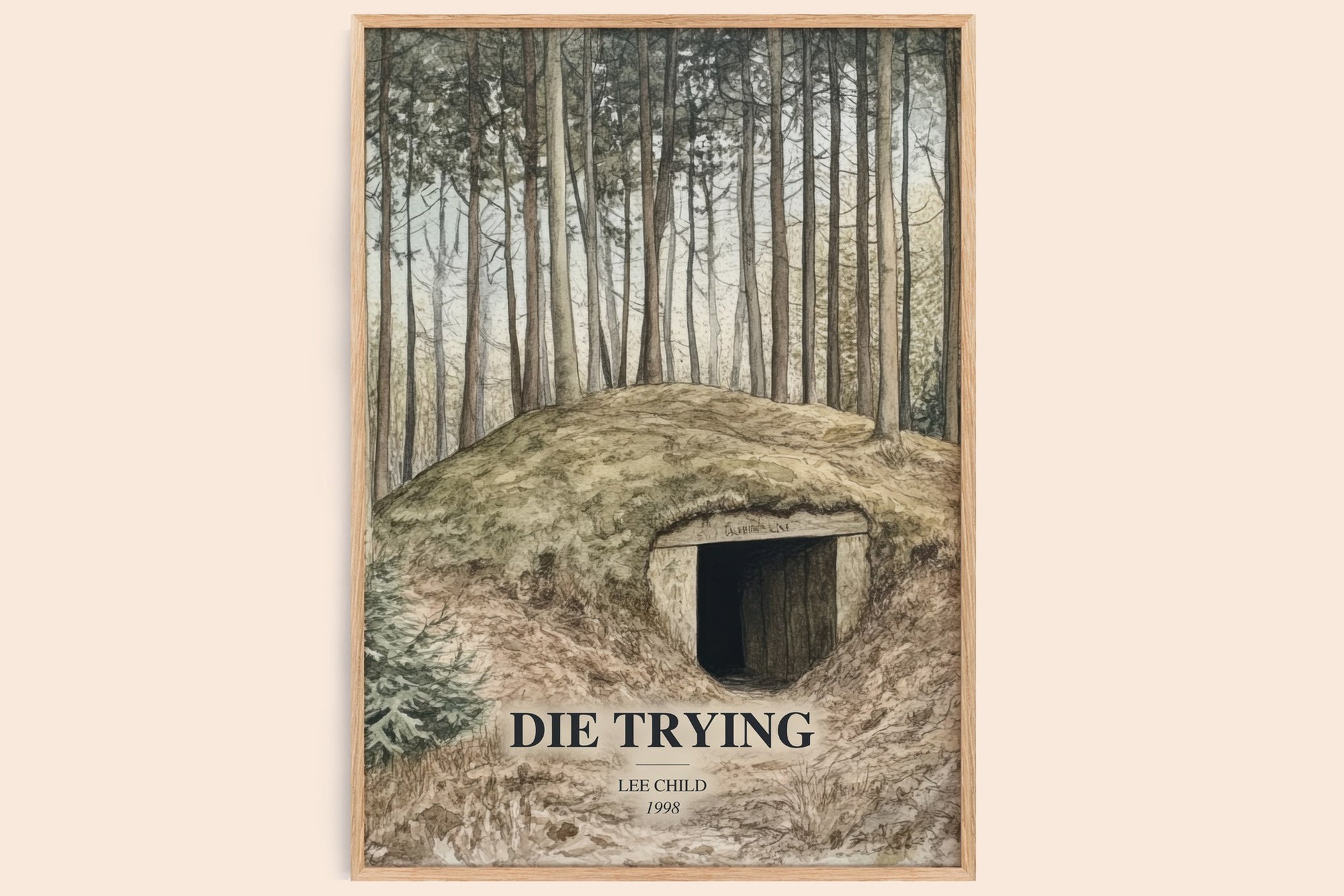 Die Trying watercolour book poster by Lee Child – framed literary art print