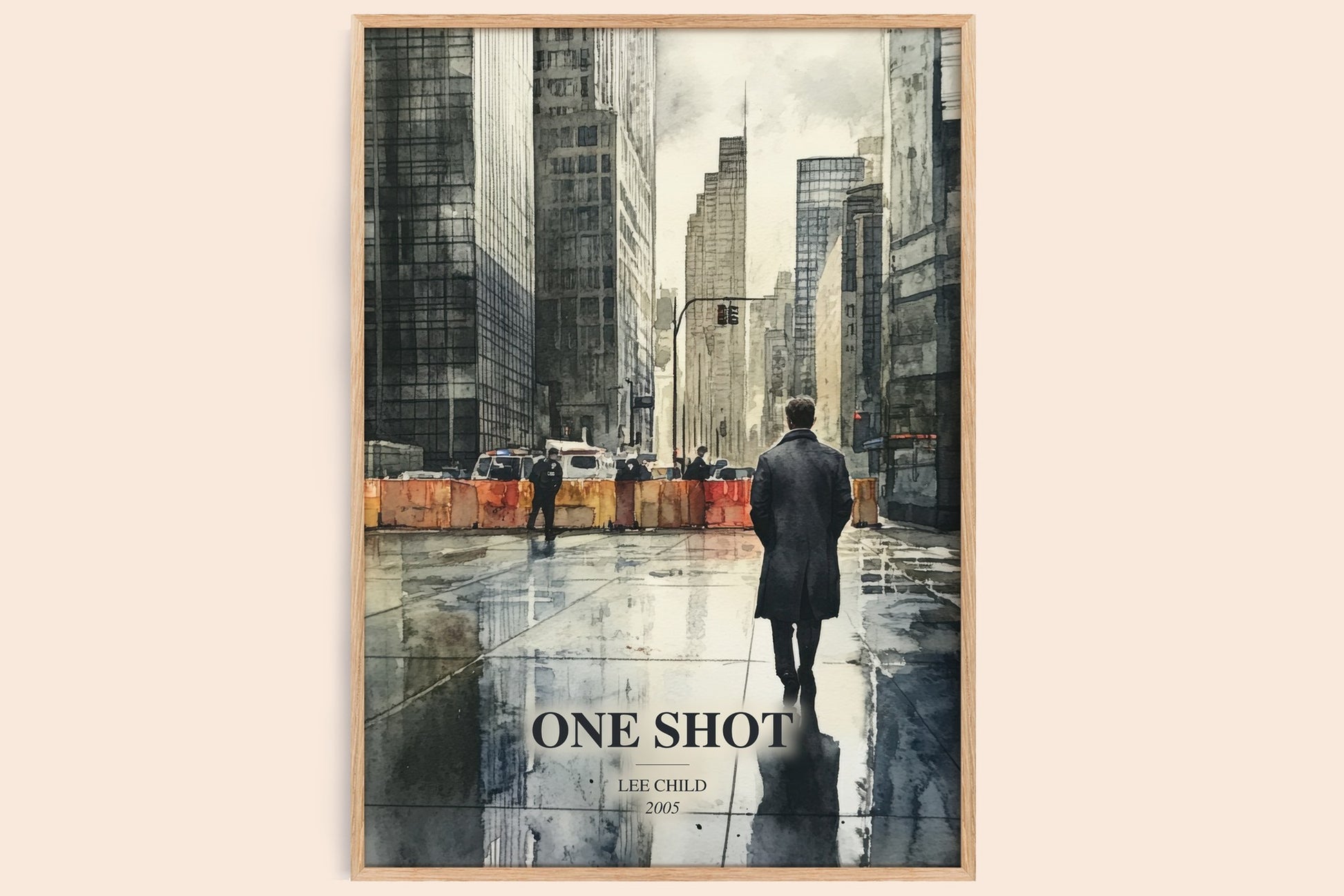 One Shot watercolour book poster by Lee Child – framed literary art print