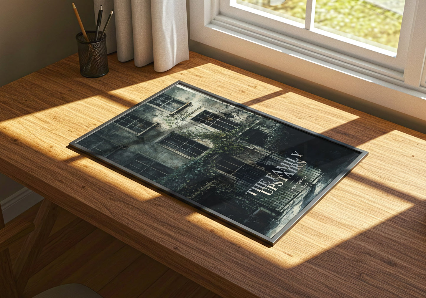 The Family Upstairs watercolour book poster framed on wall – thriller wall art