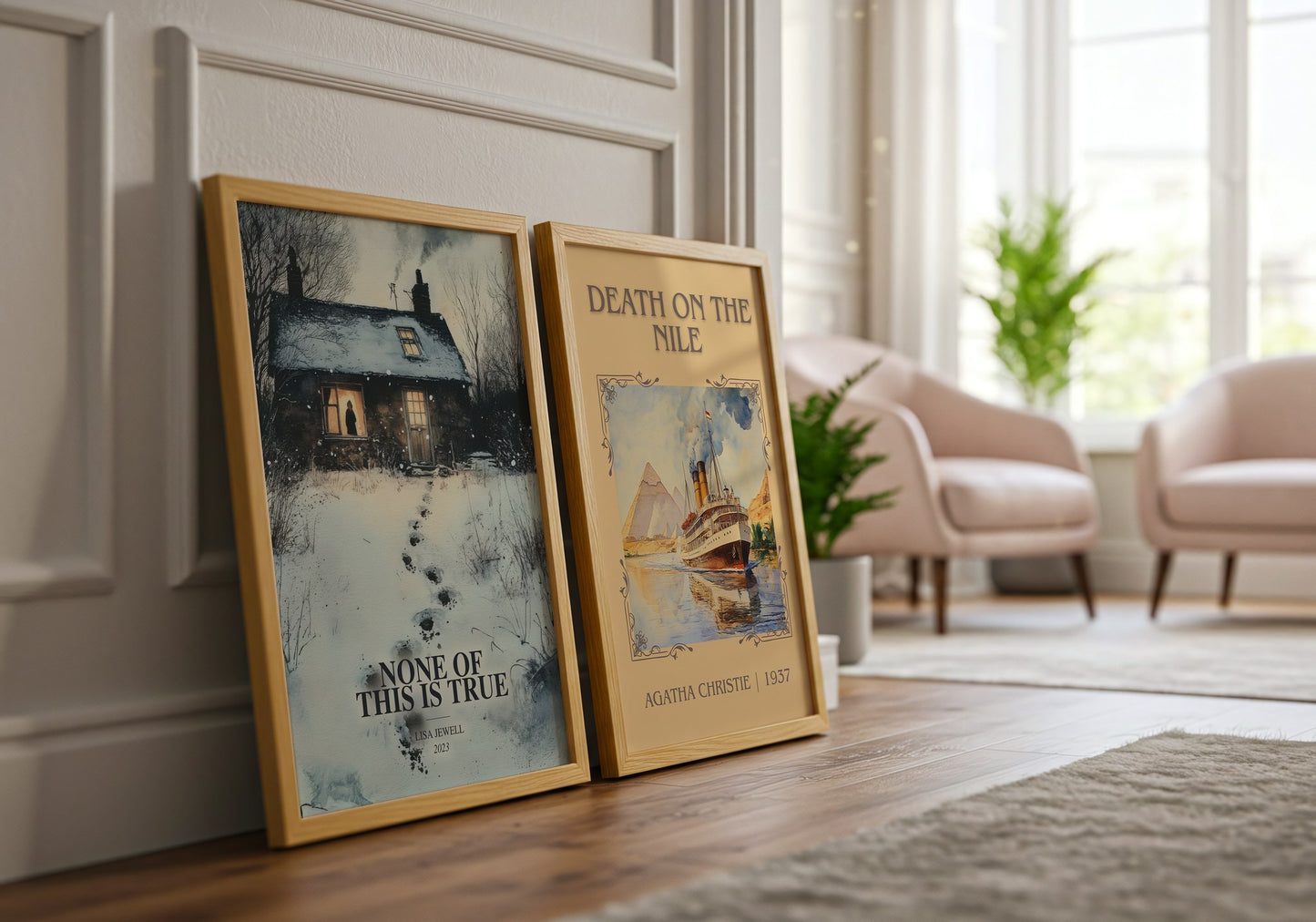 None Of This Is True watercolour print framed by window – literary home decor