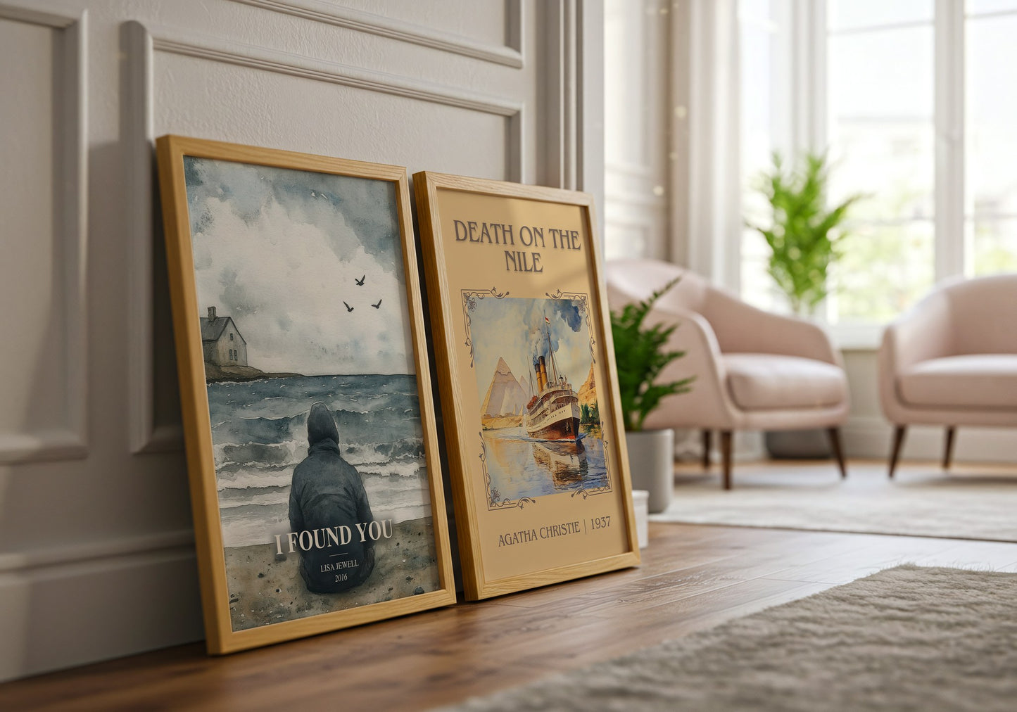 I Found You watercolour print framed by window – literary home decor