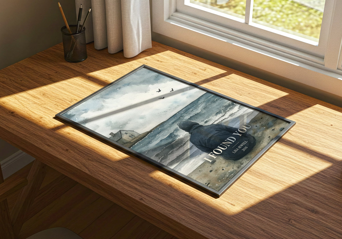 I Found You watercolour book poster framed on wall – mystery wall art
