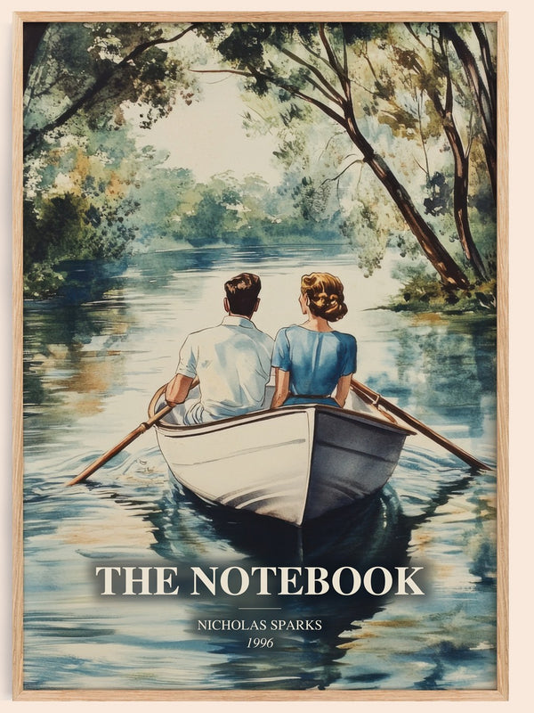 The Notebook watercolour book poster by Nicholas Sparks – framed literary art print