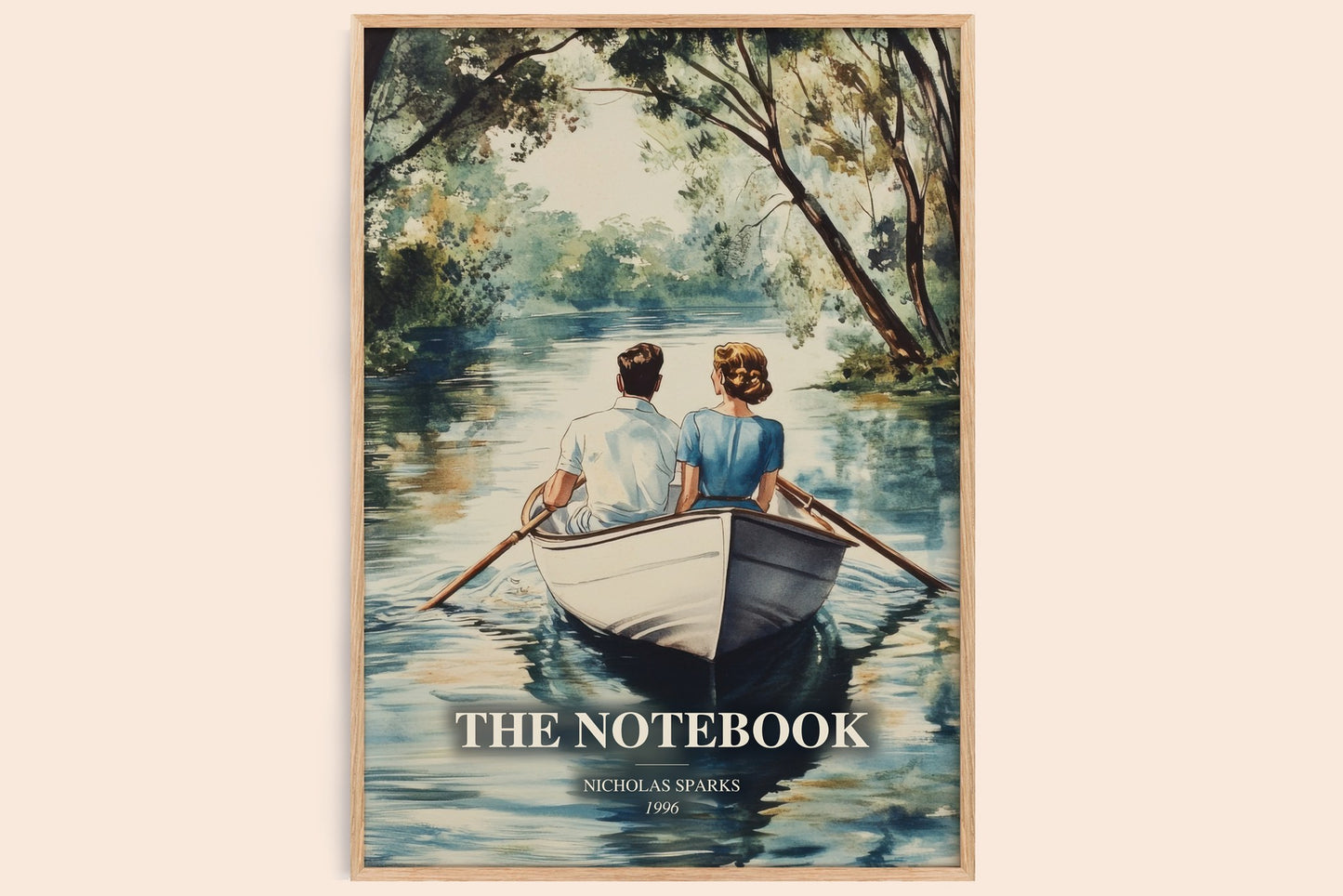 The Notebook watercolour book poster by Nicholas Sparks – framed literary art print