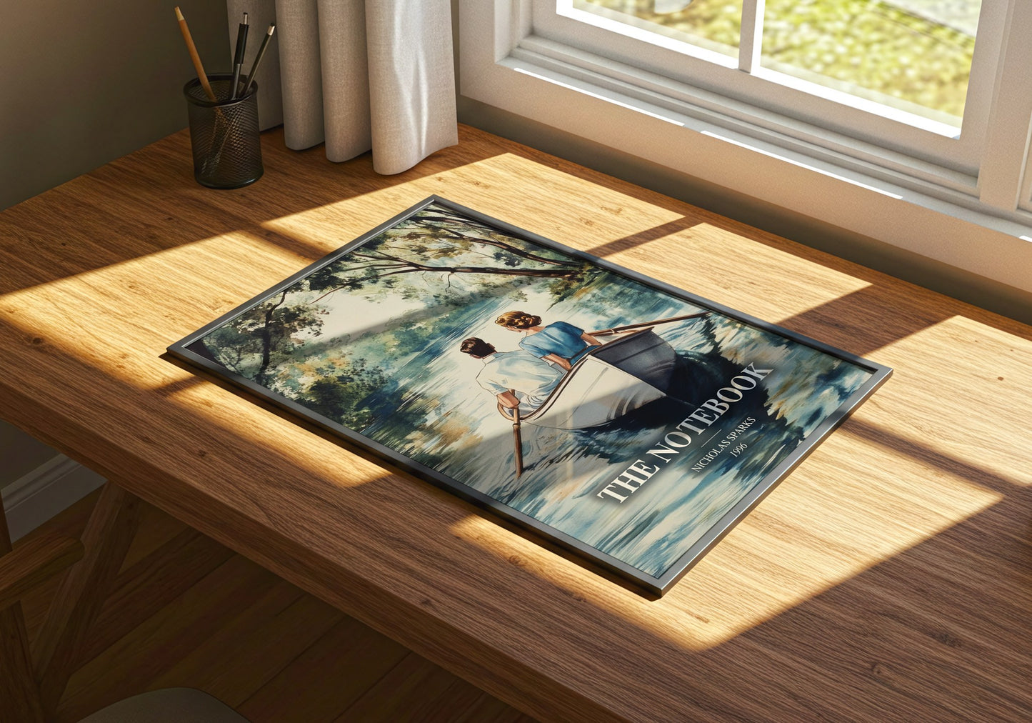 The Notebook watercolour book poster framed on wall – romance wall art