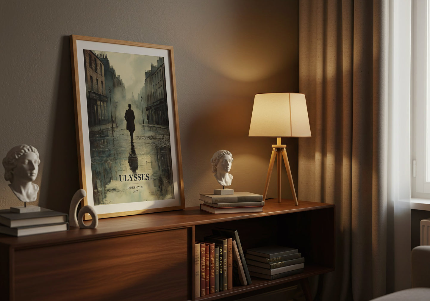Ulysses watercolour print on bookshelf – James Joyce fan gift