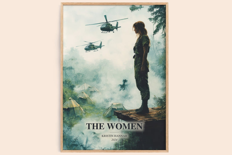 The Women watercolour book poster by Kristin Hannah – framed literary art print