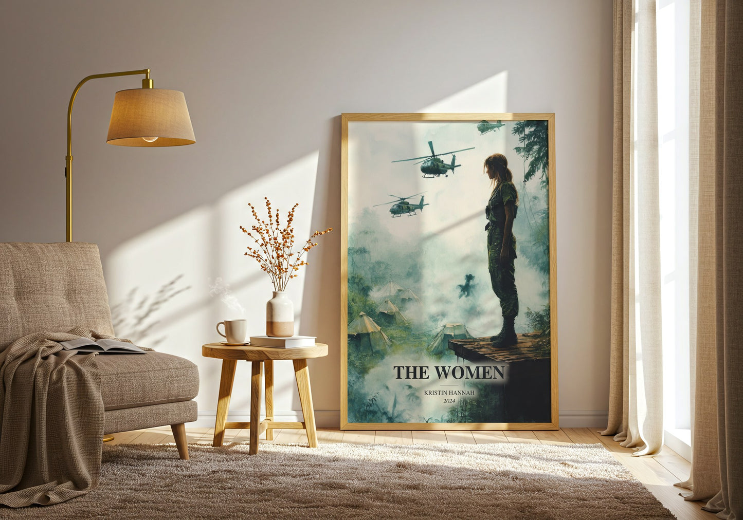 The Women watercolour print in frame leaning in hallway – historical fiction wall art