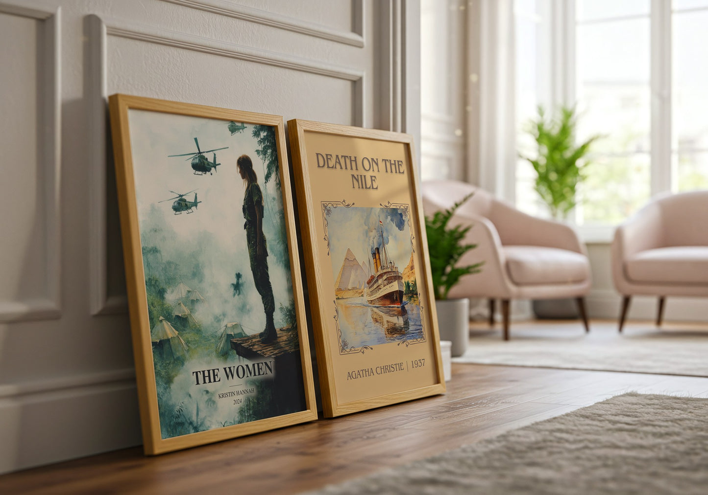 The Women watercolour print framed by window – literary home decor