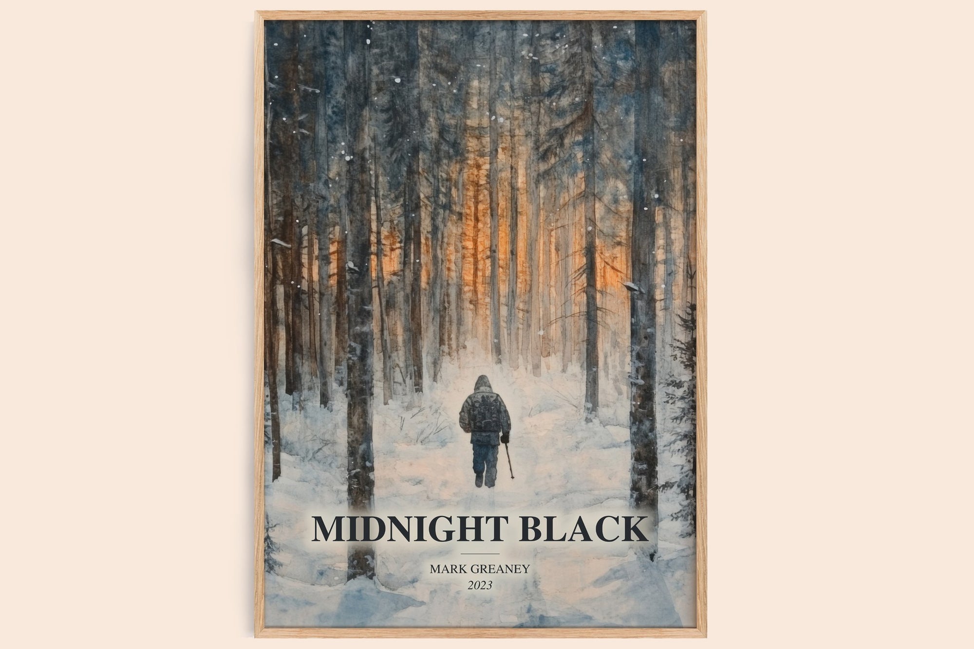 Midnight Black watercolour book poster by Mark Greaney – framed literary art print