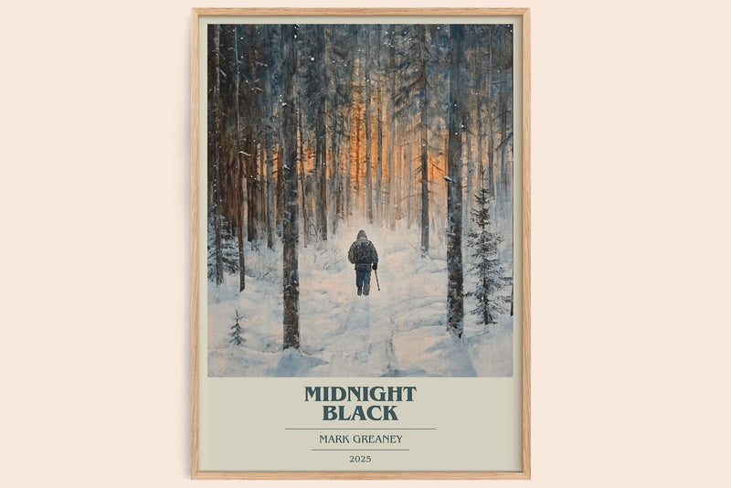 Midnight Black Book Cover Poster by Mark Greaney (Modern Minimalist style)