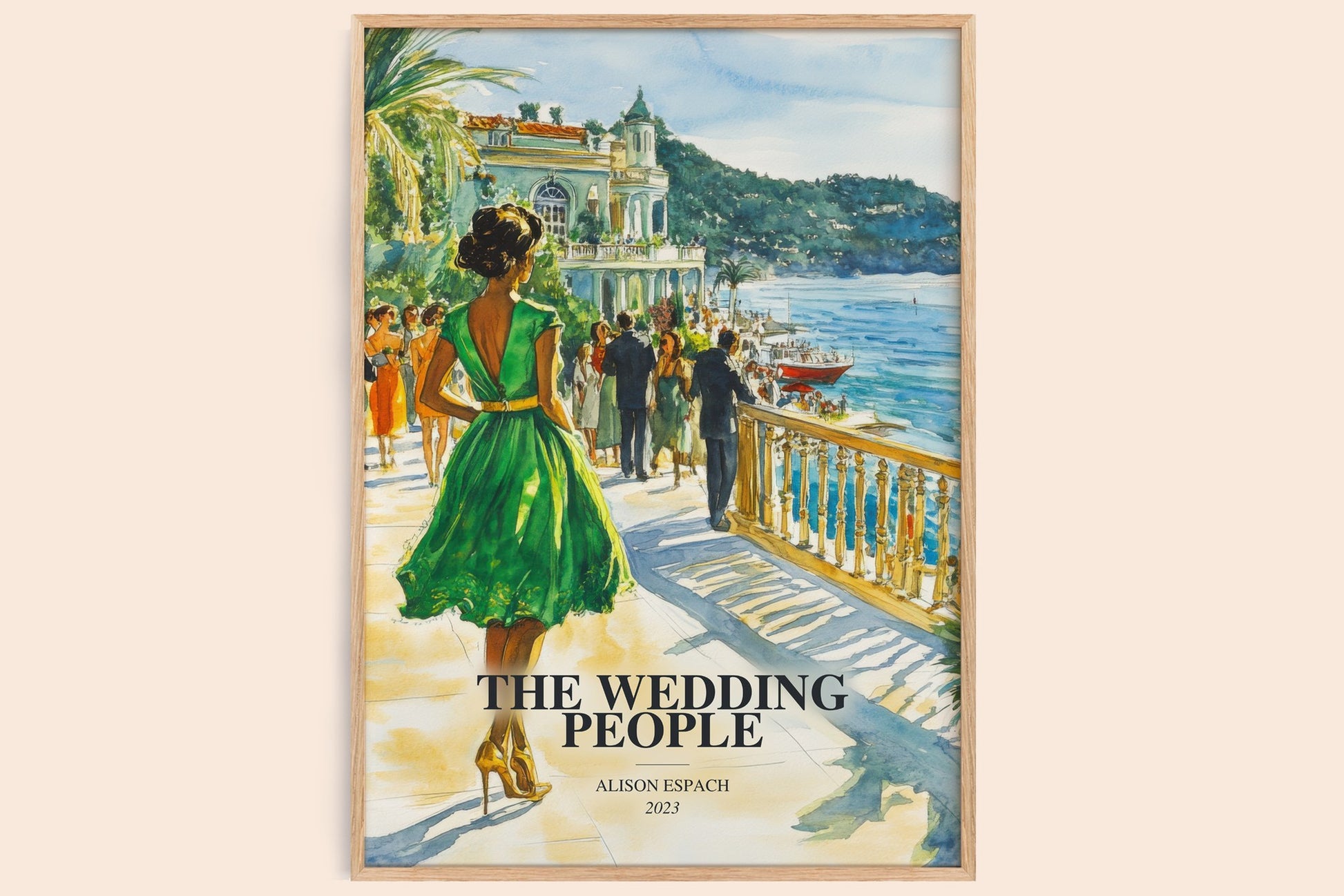 The Wedding People watercolour book poster by Alison Espach – framed literary art print