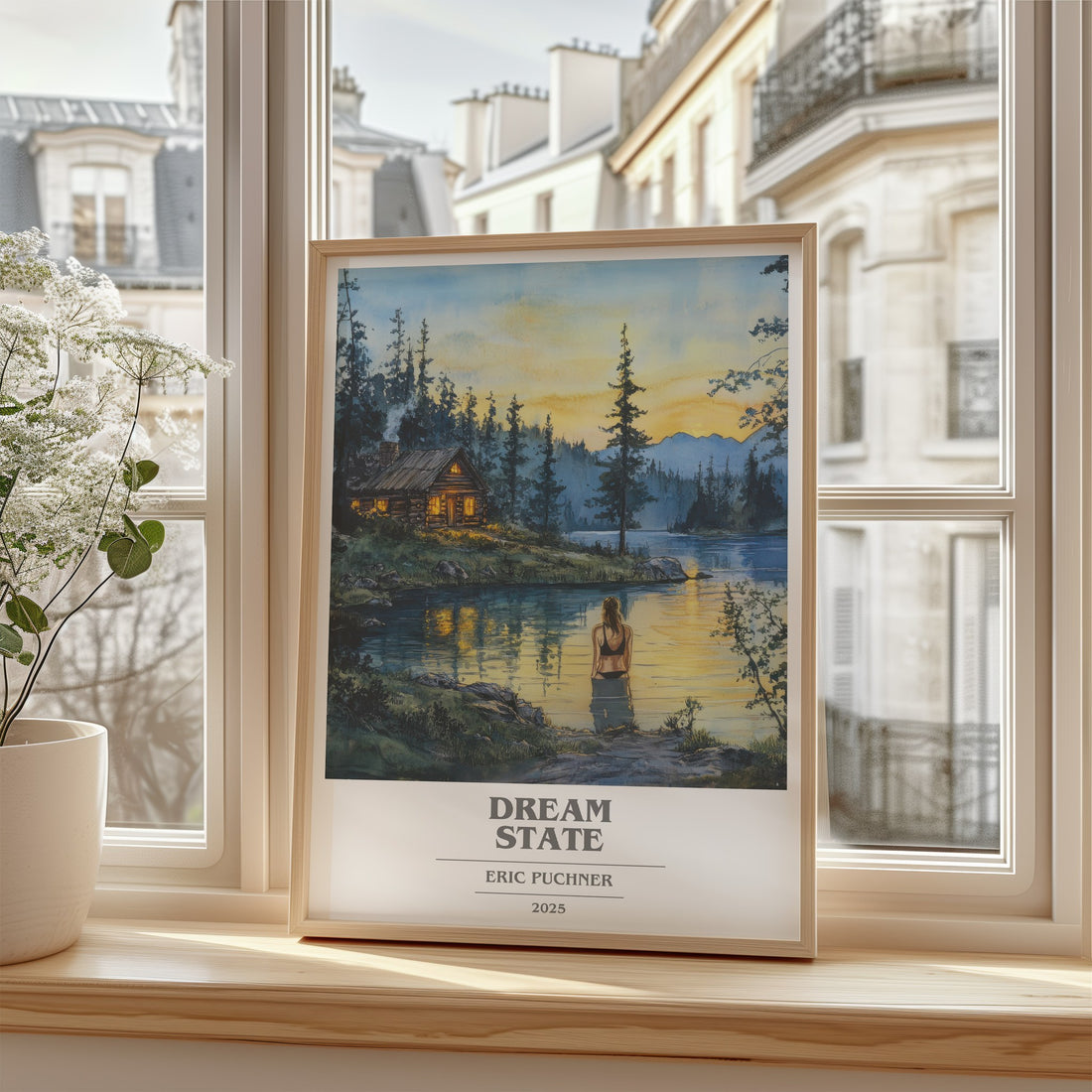 Dream State Book Cover Poster by Eric Puchner – framed print by a bright window