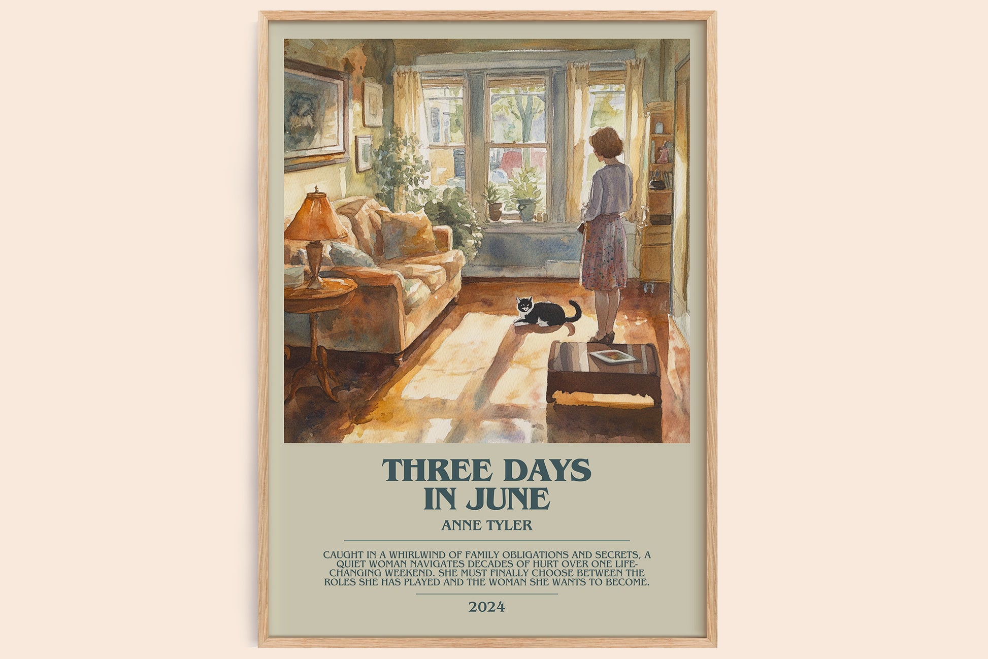 Three Days In June bookish book poster by Anne Tyler – framed literary art print
