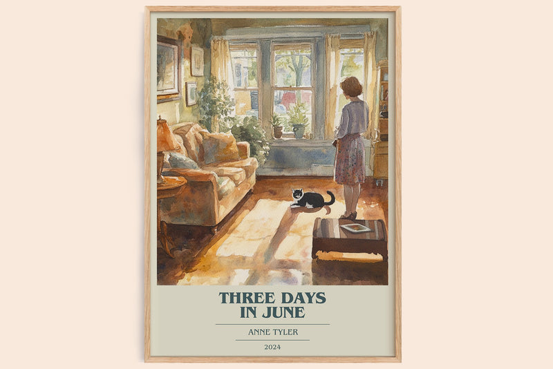 Three Days In June Book Cover Poster by Anne Tyler (Modern Minimalist style)