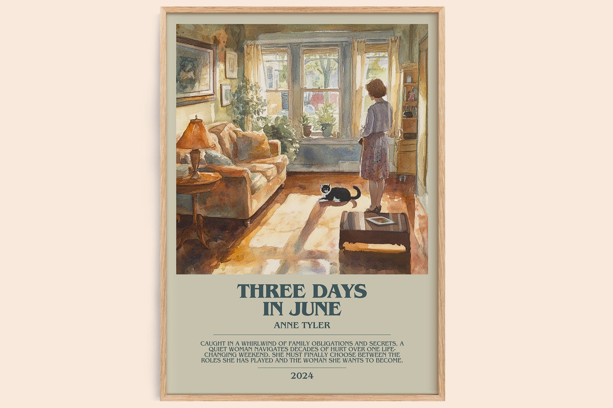 Three Days In June bookish book poster by Anne Tyler – framed literary art print