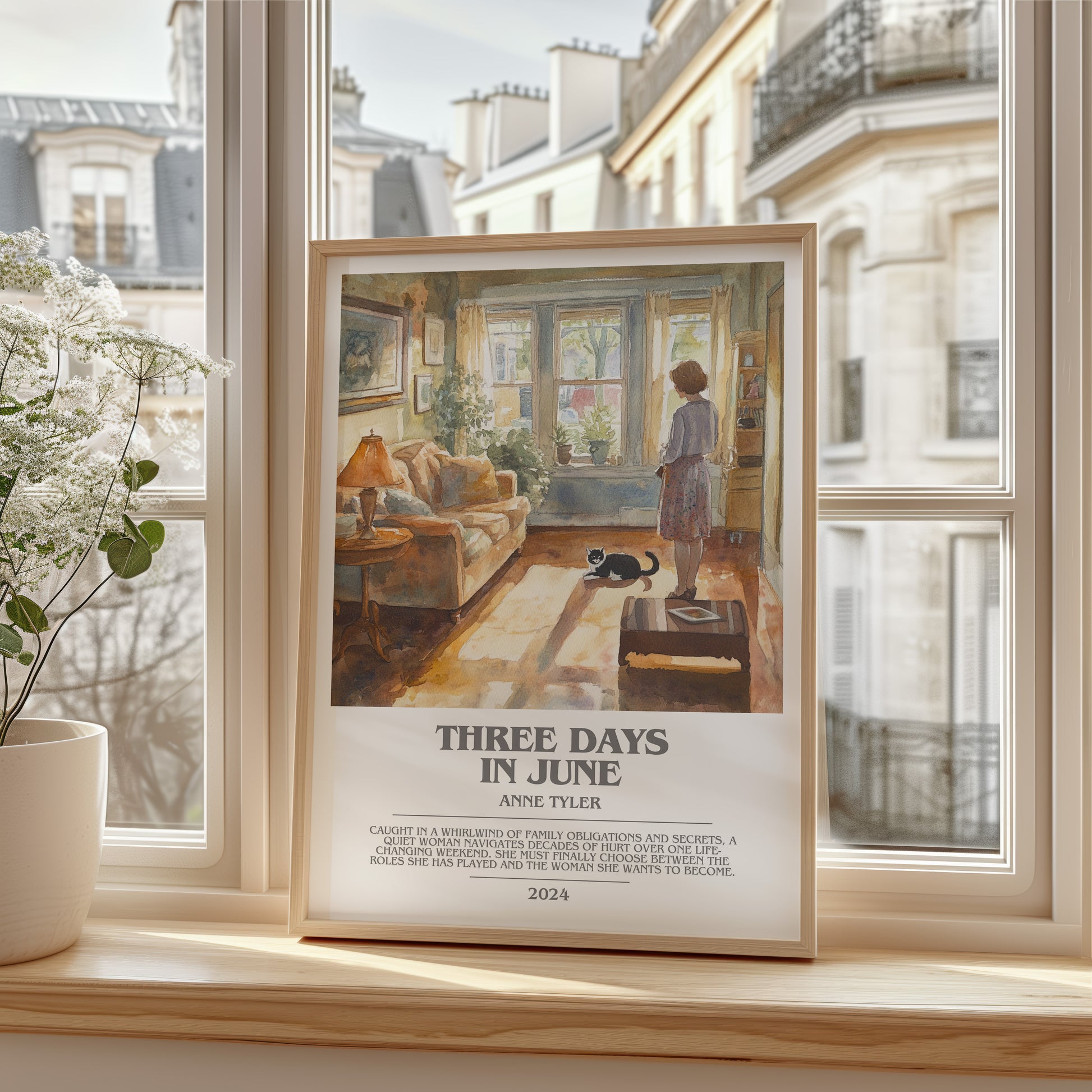Three Days In June bookish poster colour and style options – Anne Tyler book art