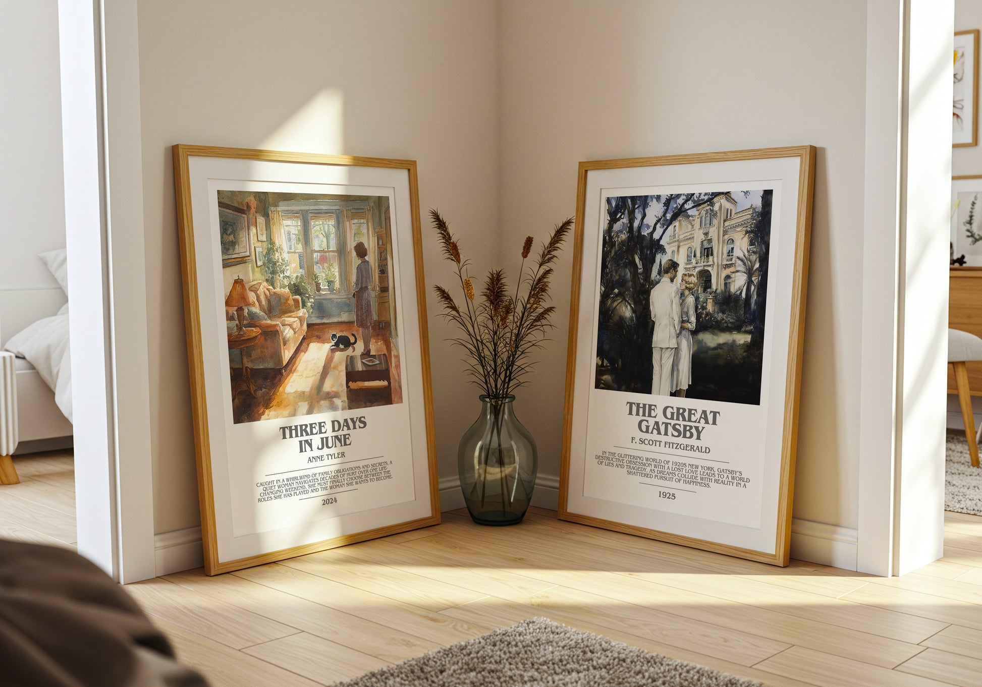 Three Days In June bookish book poster framed on wall – contemporary fiction wall art