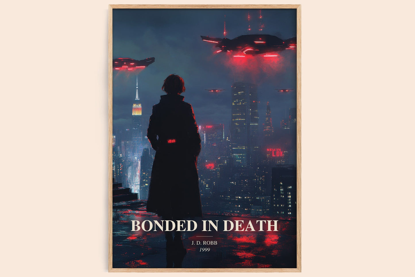 Bonded In Death watercolour book poster by J. D. Robb – framed literary art print