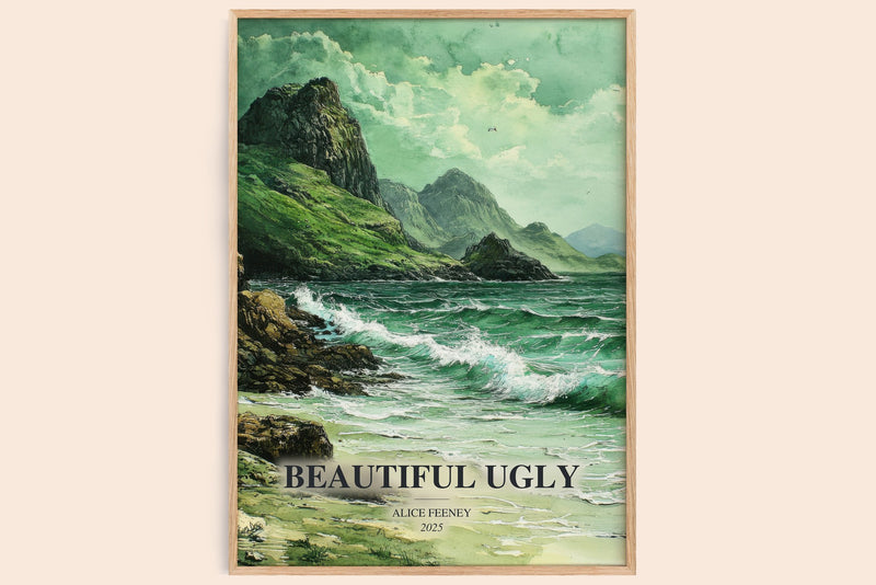 Beautiful Ugly watercolour book poster by Alice Feeney – framed literary art print