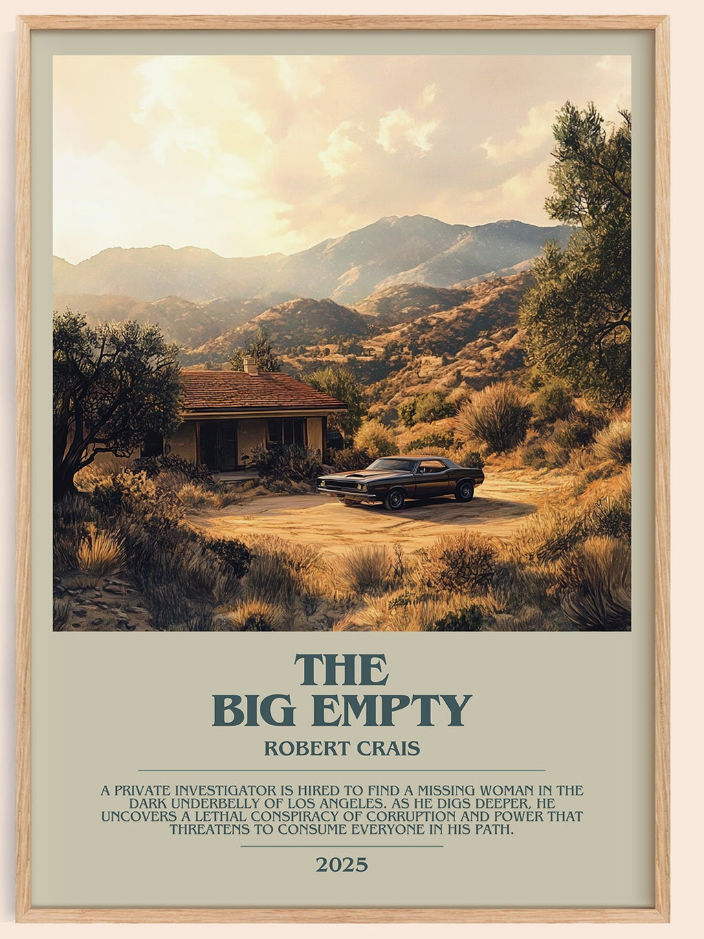 The Big Empty bookish book poster by Robert Crais – framed literary art print