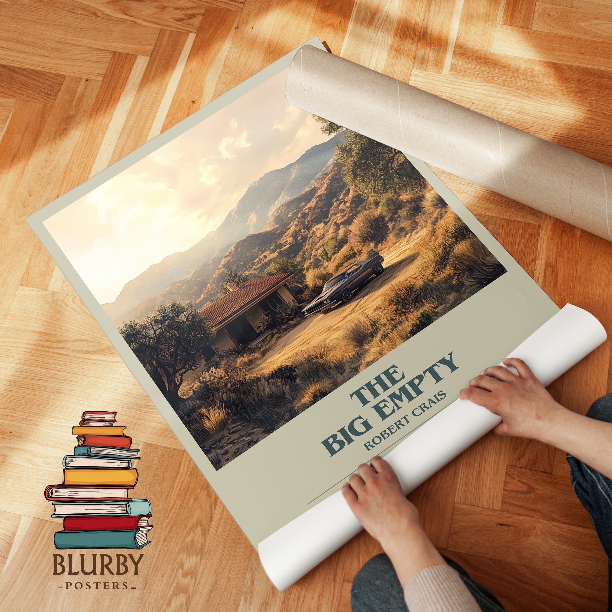 The Big Empty bookish print on bookshelf – Robert Crais fan gift