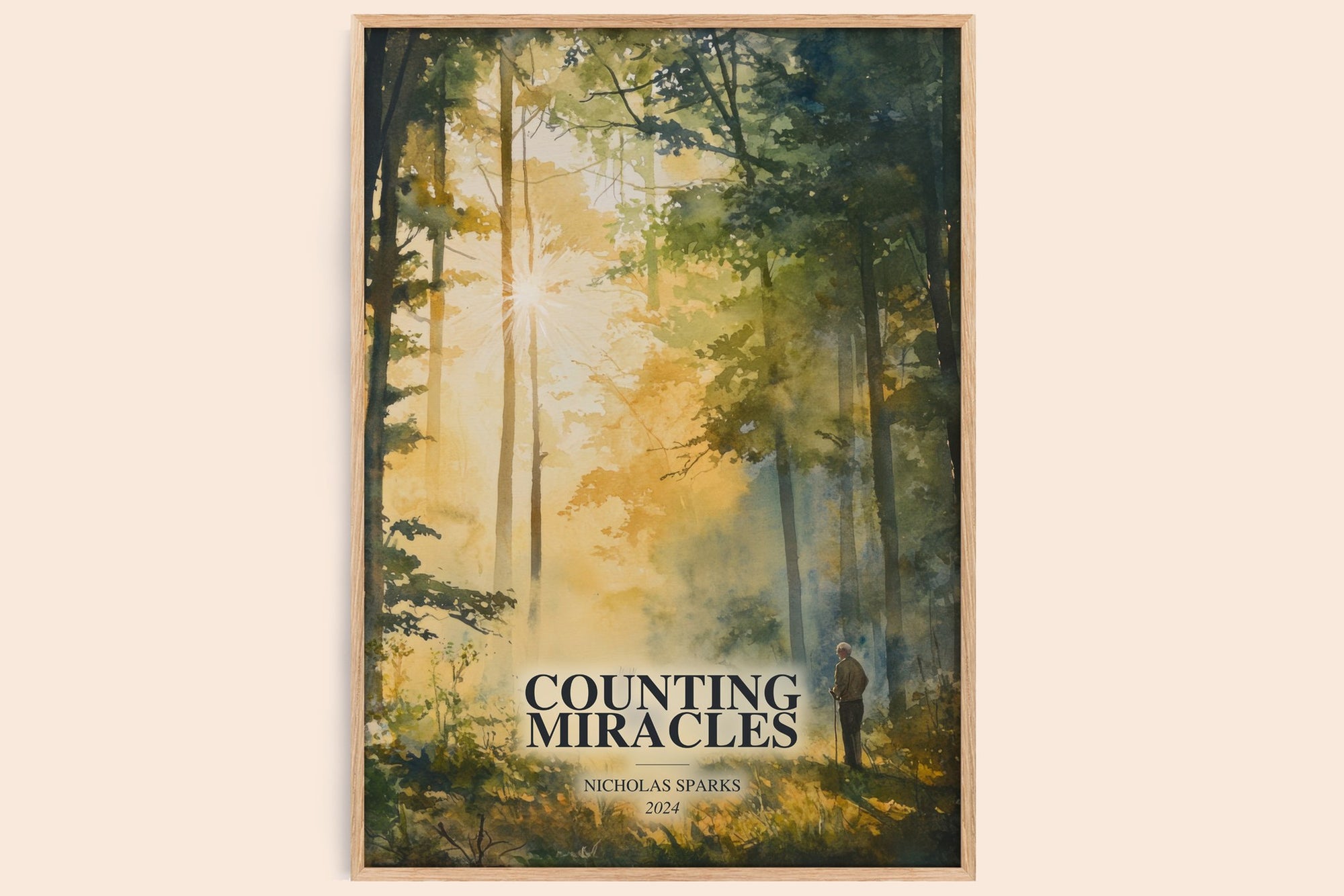 Counting Miracles watercolour book poster by Nicholas Sparks – framed literary art print