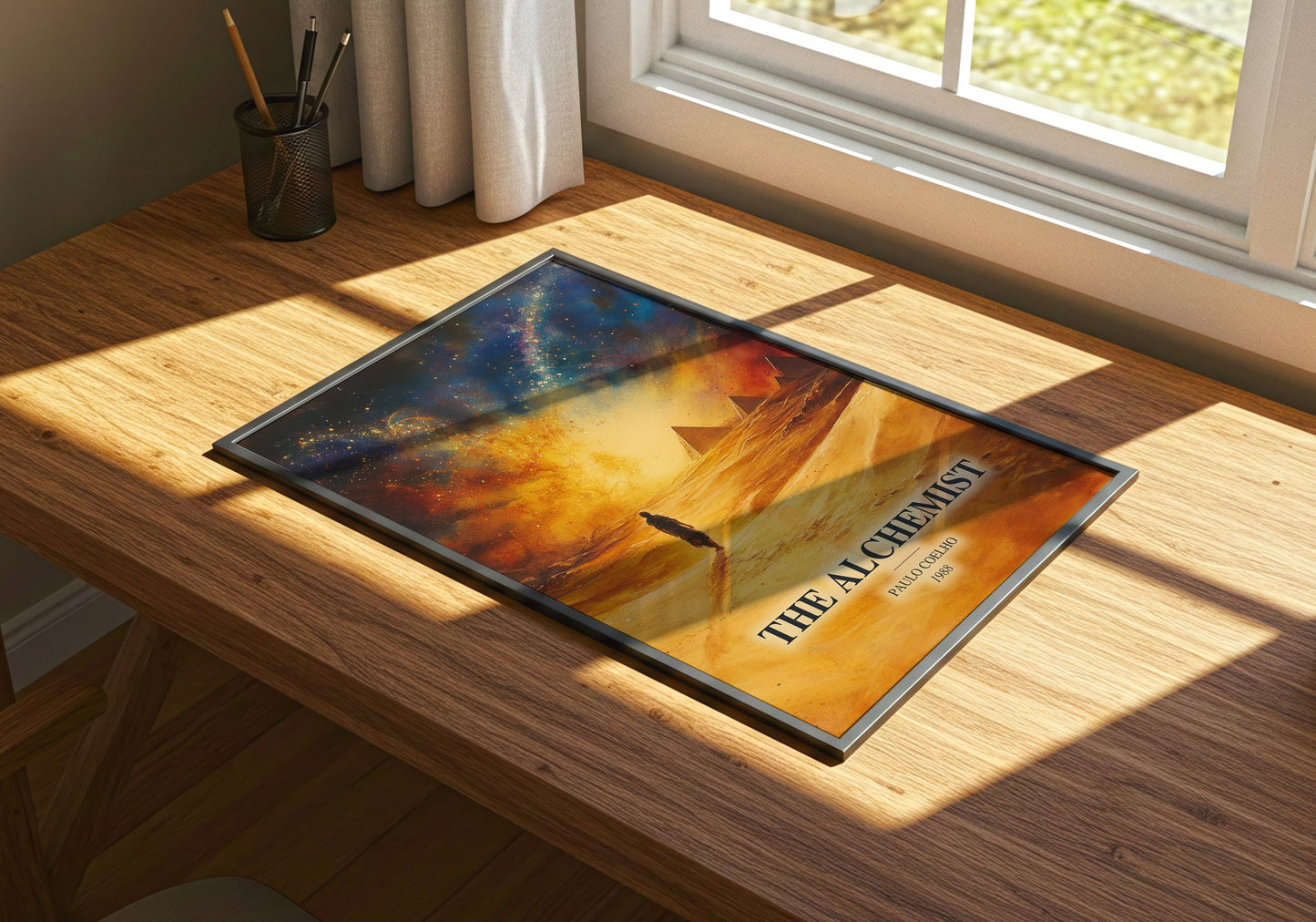 The Alchemist watercolour book poster framed on wall – fantasy wall art