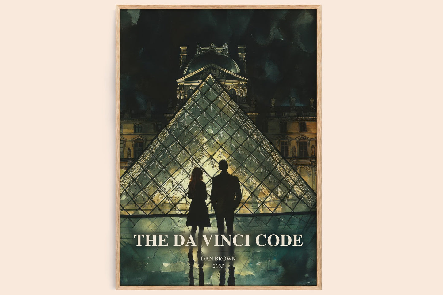 The Da Vinci Code watercolour book poster by Dan Brown – framed literary art print