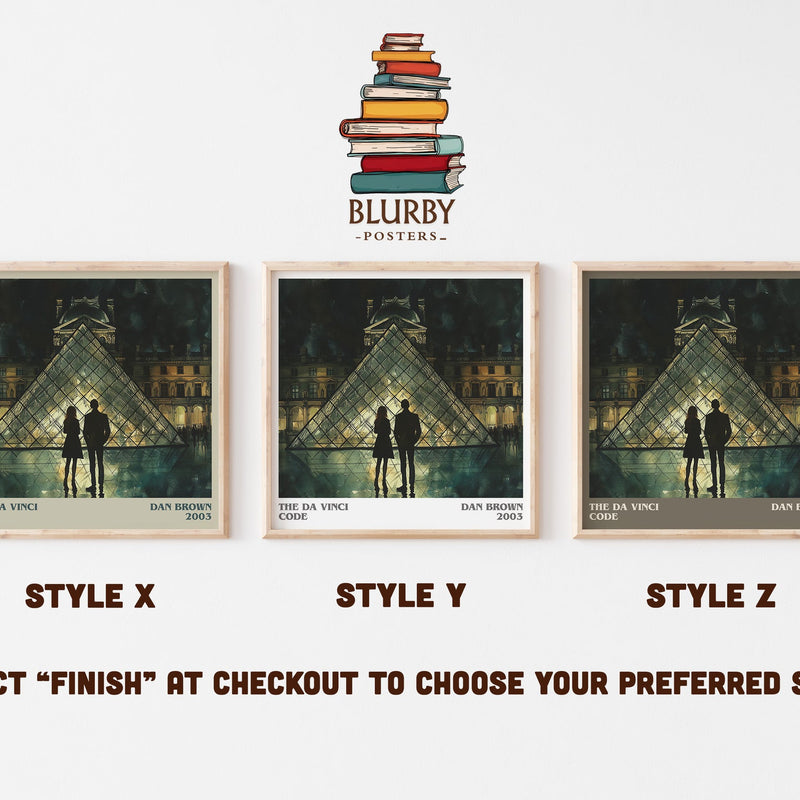 The Da Vinci Code literary print in frame leaning in hallway – thriller wall art