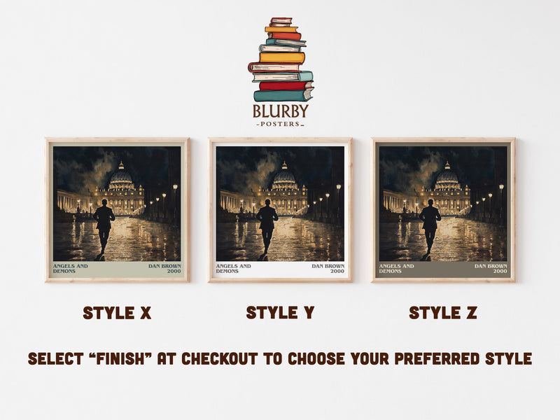 Angels And Demons literary print in frame leaning in hallway – thriller wall art