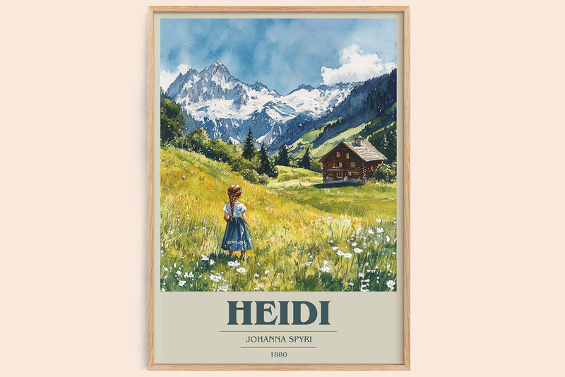Heidi Book Cover Poster by Johanna Spyri (Modern Minimalist style)