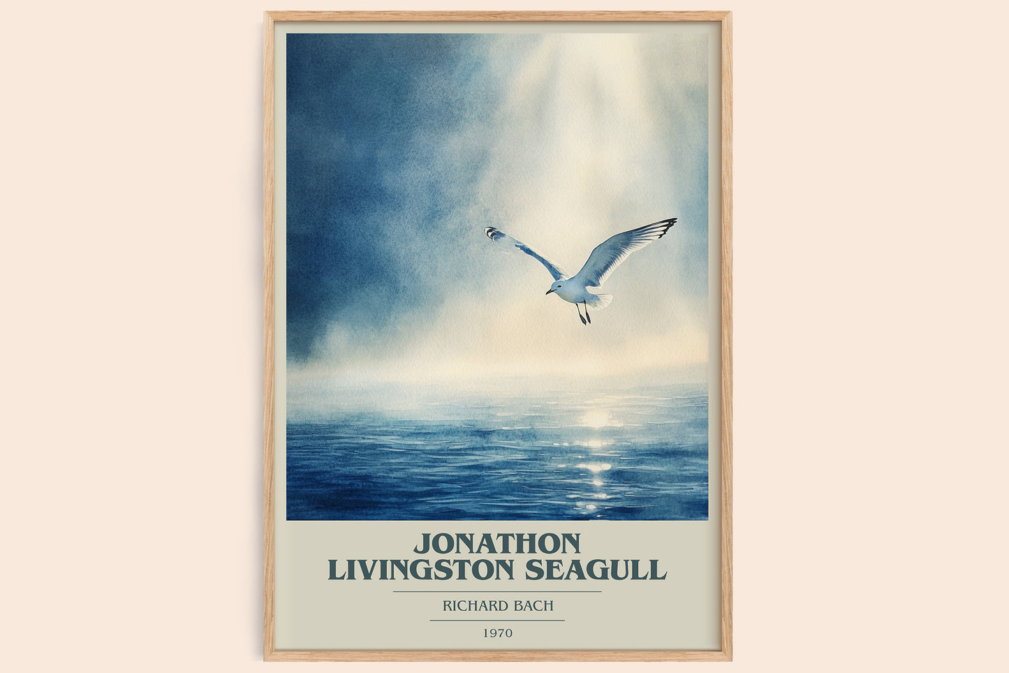 Jonathan Livingston Seagull book cover book poster by RICHARD BACH – framed literary art print