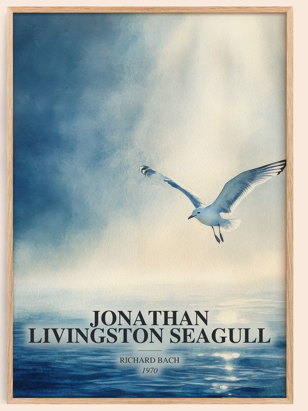 Jonathan Livingston Seagull watercolour book poster by Richard Bach – framed literary art print
