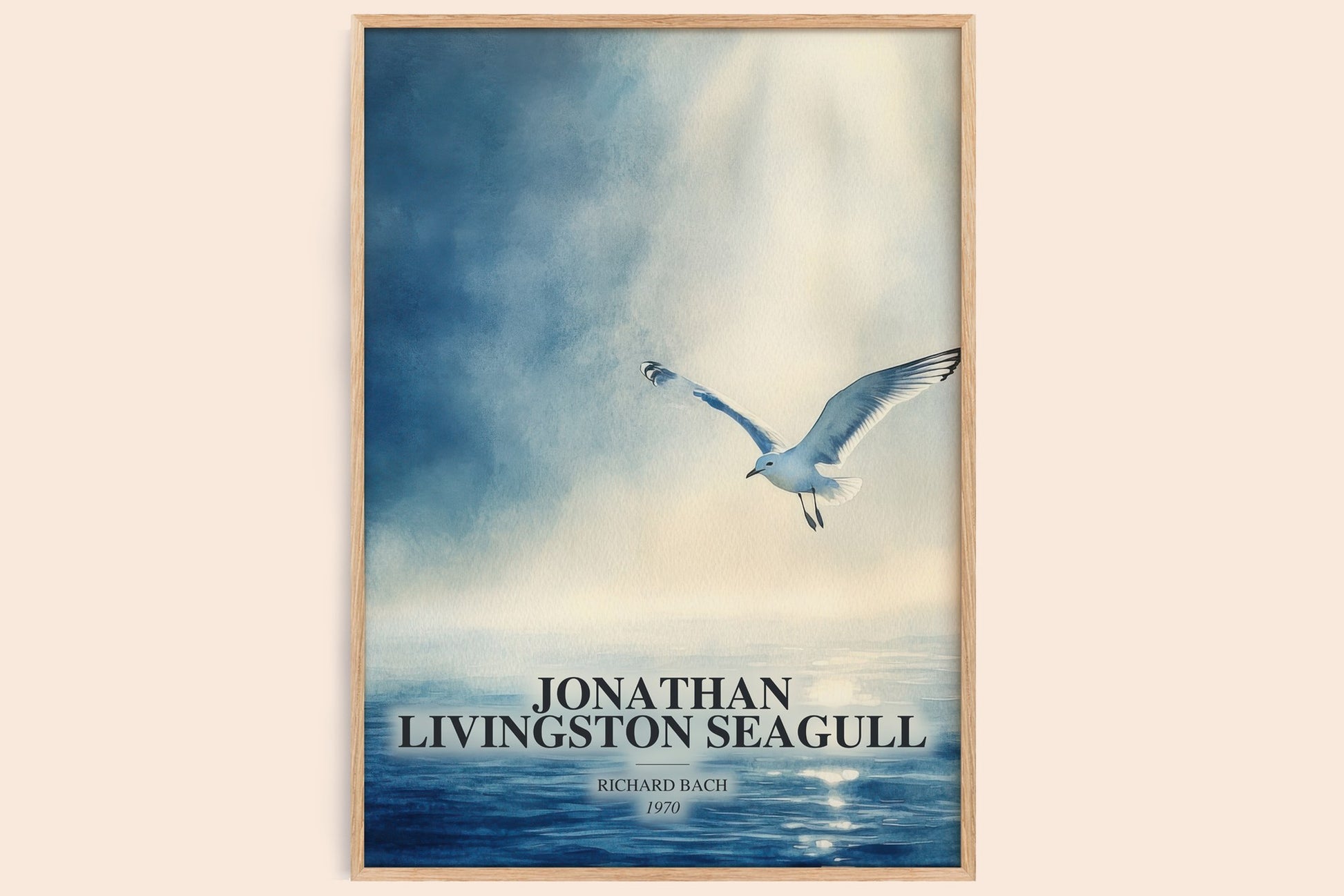 Jonathan Livingston Seagull watercolour book poster by Richard Bach – framed literary art print