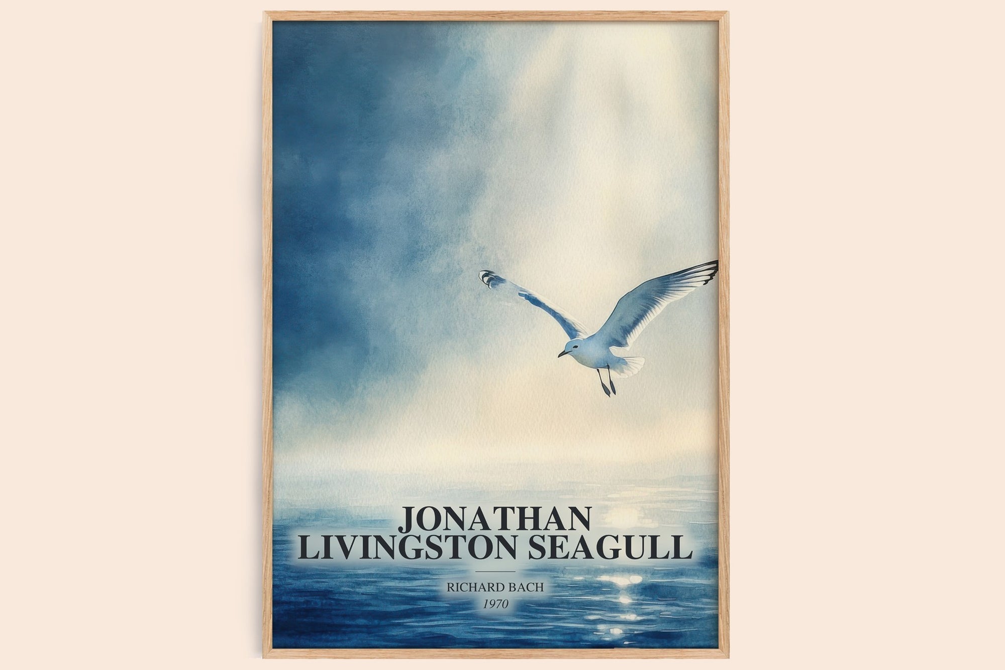 Jonathan Livingston Seagull watercolour book poster by Richard Bach – framed literary art print