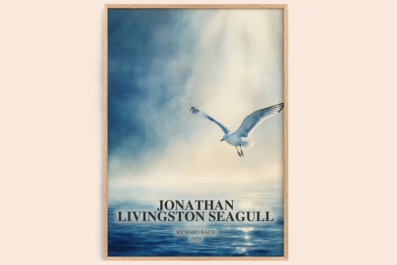 Jonathan Livingston Seagull watercolour book poster by Richard Bach – framed literary art print