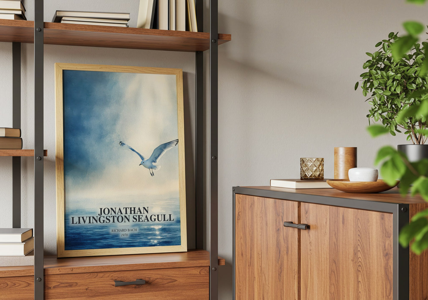 Jonathan Livingston Seagull book watercolour illustration paper finish options – matte satin gloss