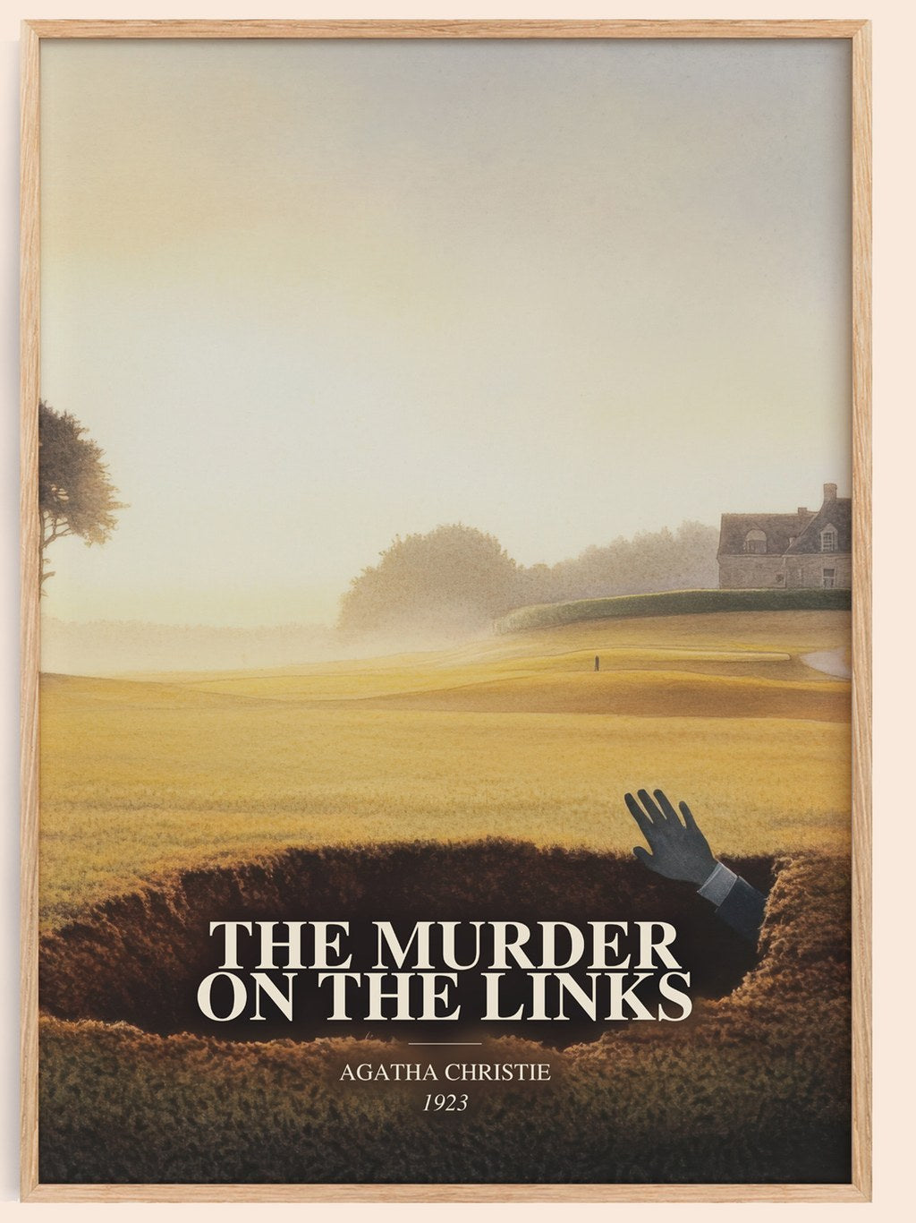 The Murder On The Links watercolour book poster by Agatha Christie – framed literary art print