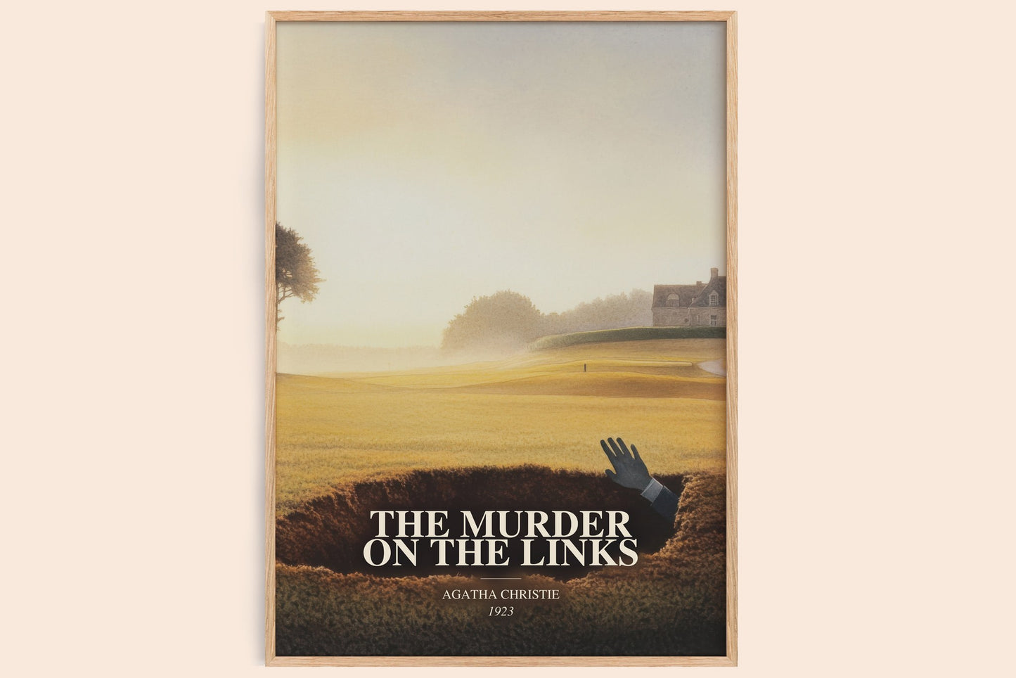 The Murder On The Links watercolour book poster by Agatha Christie – framed literary art print