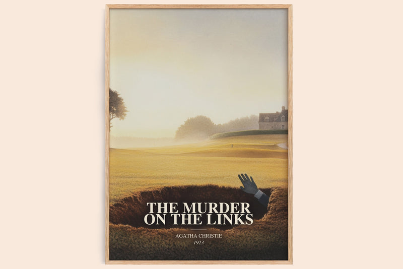 The Murder On The Links watercolour book poster by Agatha Christie – framed literary art print