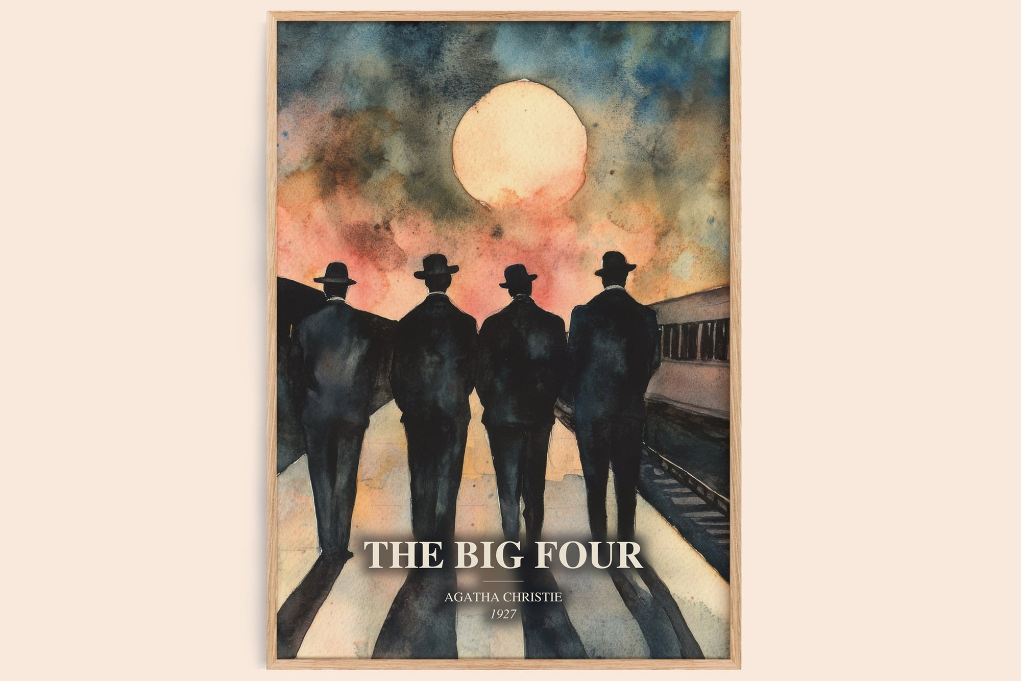 The Big Four watercolour book poster by Agatha Christie – framed literary art print