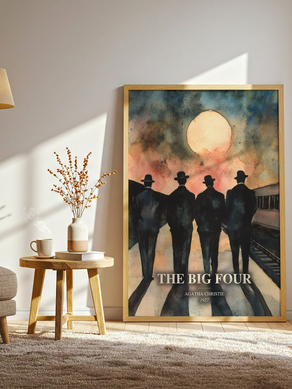The Big Four watercolour print in frame leaning in hallway – mystery wall art