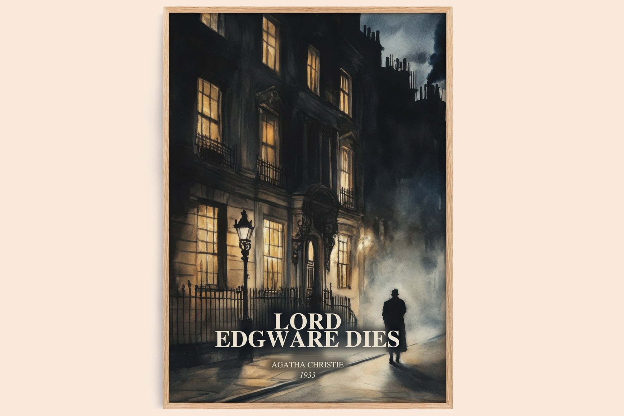 Lord Edgware Dies watercolour book poster by Agatha Christie – framed literary art print