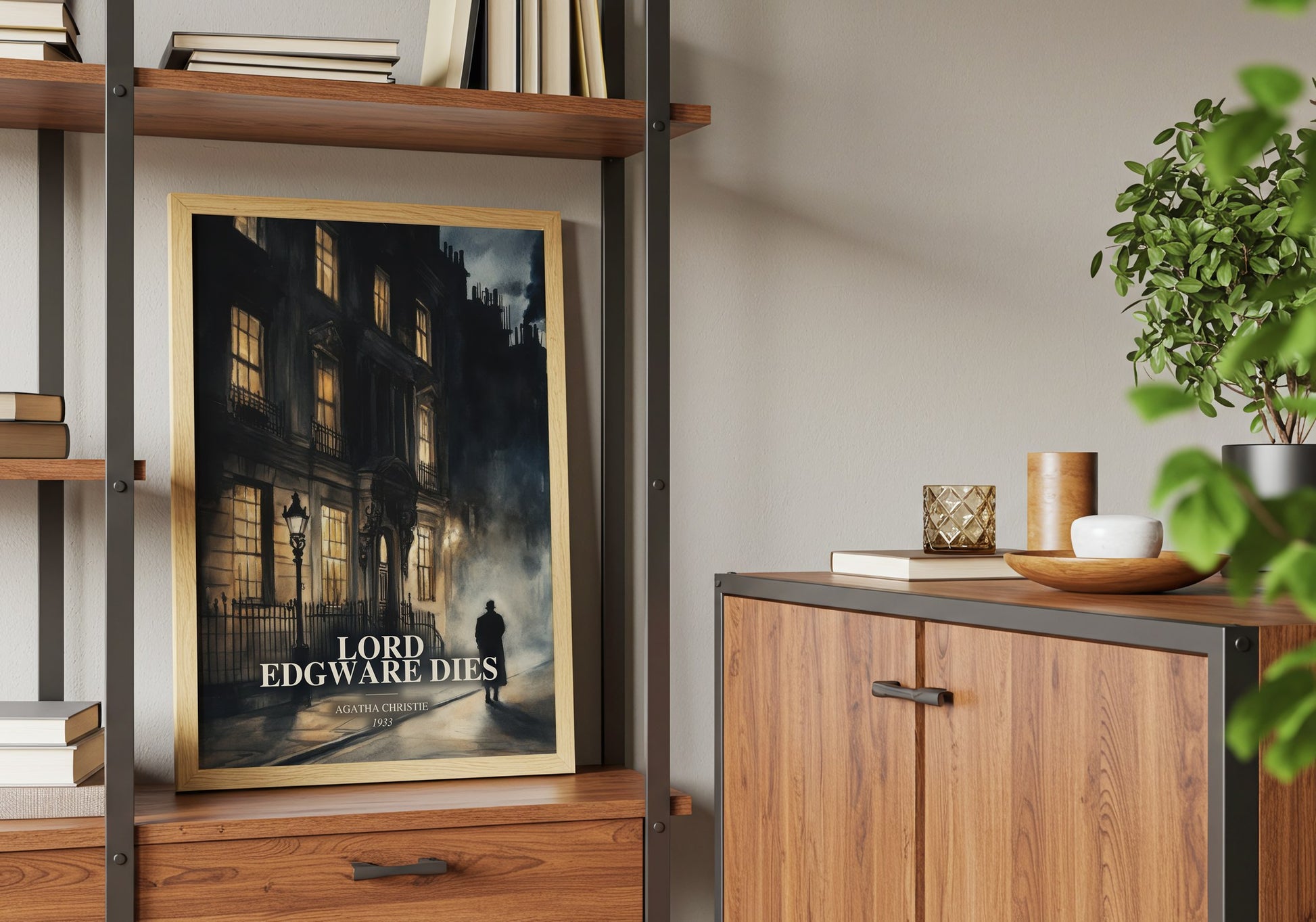 Lord Edgware Dies book watercolour illustration paper finish options – matte satin gloss
