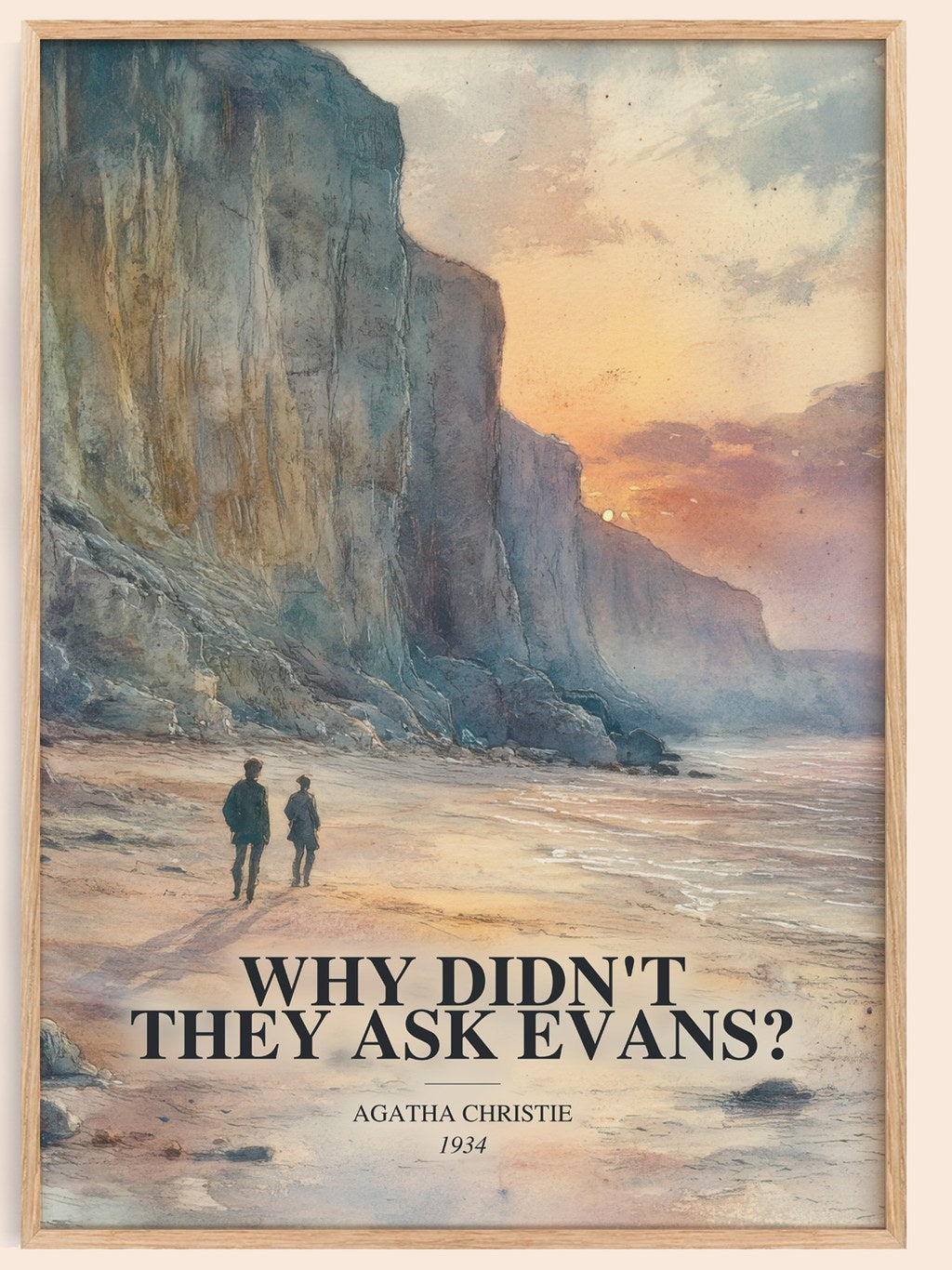 Why Didn'T They Ask Evans? watercolour book poster by Agatha Christie – framed literary art print